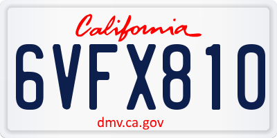 CA license plate 6VFX810
