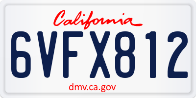 CA license plate 6VFX812