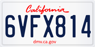 CA license plate 6VFX814