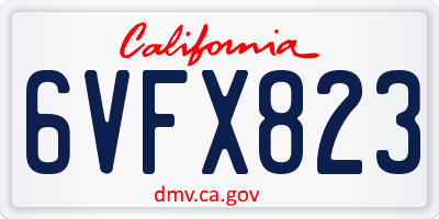 CA license plate 6VFX823