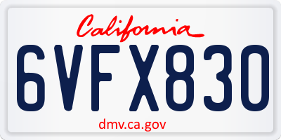 CA license plate 6VFX830