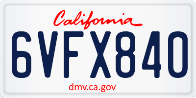 CA license plate 6VFX840