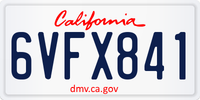 CA license plate 6VFX841