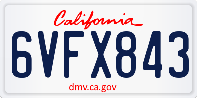 CA license plate 6VFX843