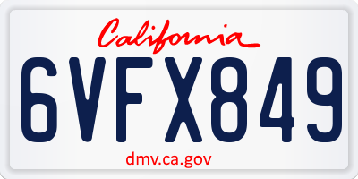 CA license plate 6VFX849