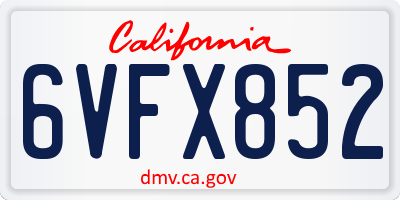 CA license plate 6VFX852