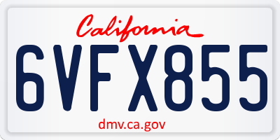 CA license plate 6VFX855