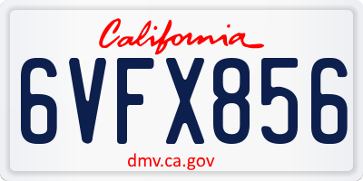 CA license plate 6VFX856