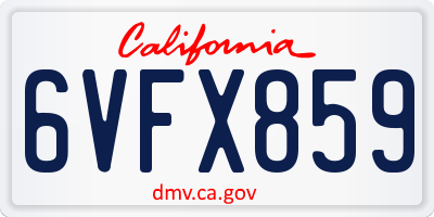 CA license plate 6VFX859