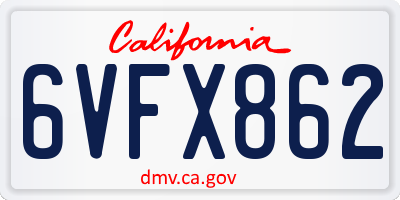 CA license plate 6VFX862
