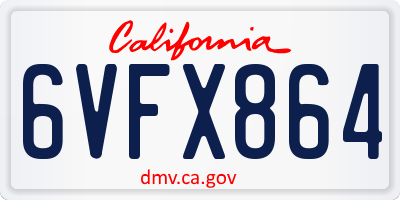 CA license plate 6VFX864