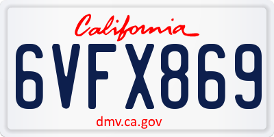 CA license plate 6VFX869