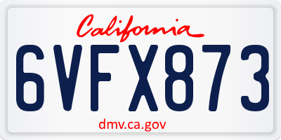 CA license plate 6VFX873