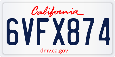 CA license plate 6VFX874