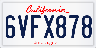 CA license plate 6VFX878
