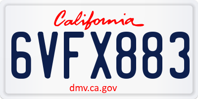 CA license plate 6VFX883