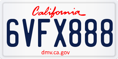 CA license plate 6VFX888