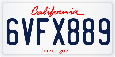 CA license plate 6VFX889