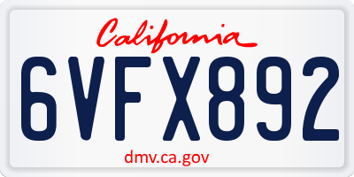CA license plate 6VFX892