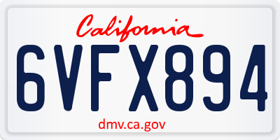 CA license plate 6VFX894