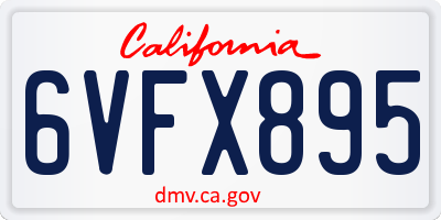 CA license plate 6VFX895