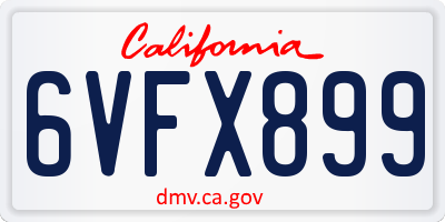 CA license plate 6VFX899