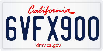 CA license plate 6VFX900