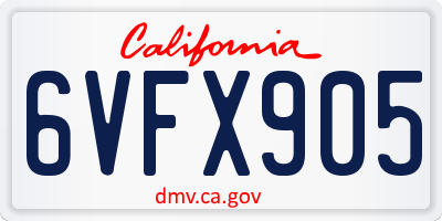 CA license plate 6VFX905