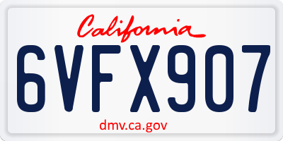 CA license plate 6VFX907