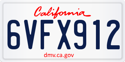 CA license plate 6VFX912