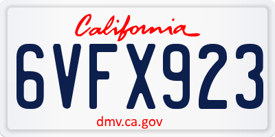 CA license plate 6VFX923