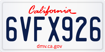 CA license plate 6VFX926