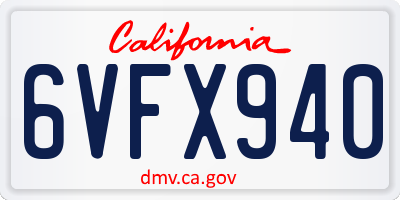 CA license plate 6VFX940