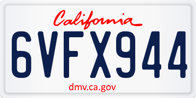 CA license plate 6VFX944