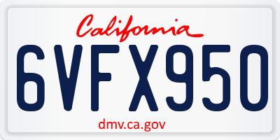CA license plate 6VFX950