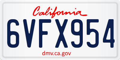 CA license plate 6VFX954