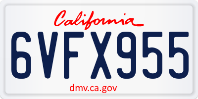 CA license plate 6VFX955