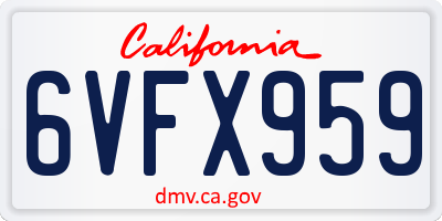 CA license plate 6VFX959