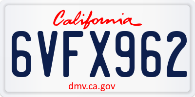 CA license plate 6VFX962
