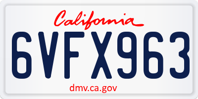 CA license plate 6VFX963