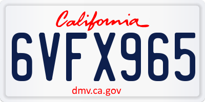 CA license plate 6VFX965