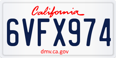 CA license plate 6VFX974