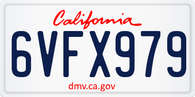 CA license plate 6VFX979