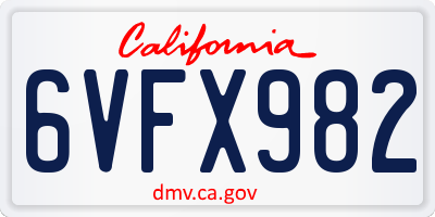 CA license plate 6VFX982
