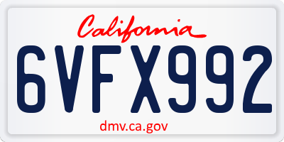 CA license plate 6VFX992