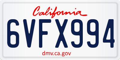 CA license plate 6VFX994