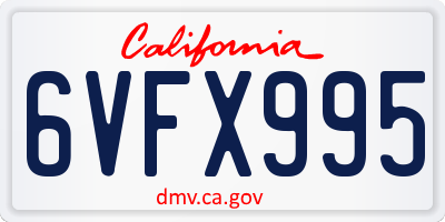CA license plate 6VFX995