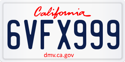 CA license plate 6VFX999