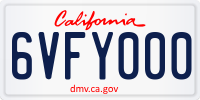 CA license plate 6VFY000