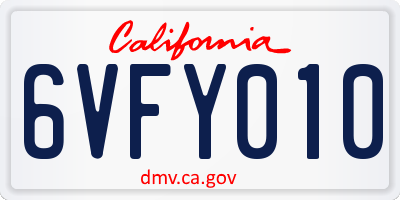 CA license plate 6VFY010